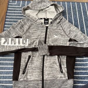 PINK Victoria's Secret Heather Gray and Black Hoodie